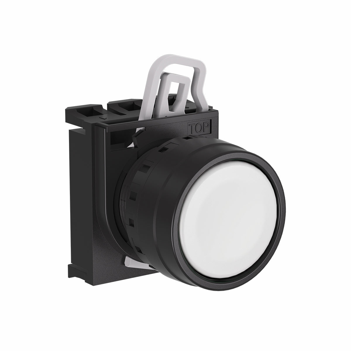 White Flush Pushbutton 22mm IP65, Momentary (Contact Block Ordered Separately) — Telergon