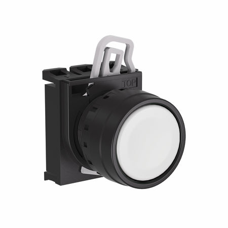 White Flush Pushbutton 22mm IP65, Momentary (Contact Block Ordered Separately) — Telergon
