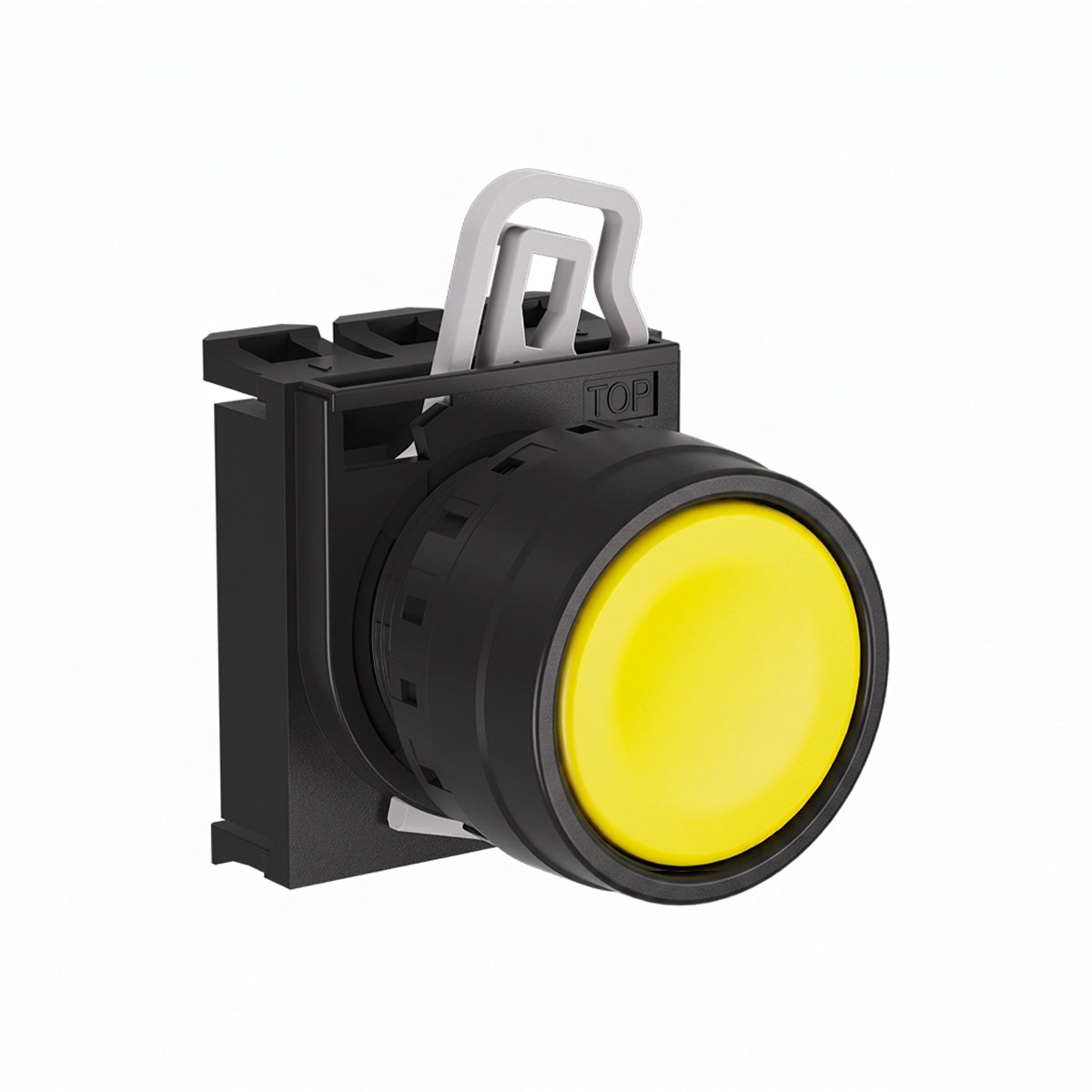 Yellow Flush Pushbutton 22mm IP65, Momentary (Contact Block Ordered Separately) — Telergon