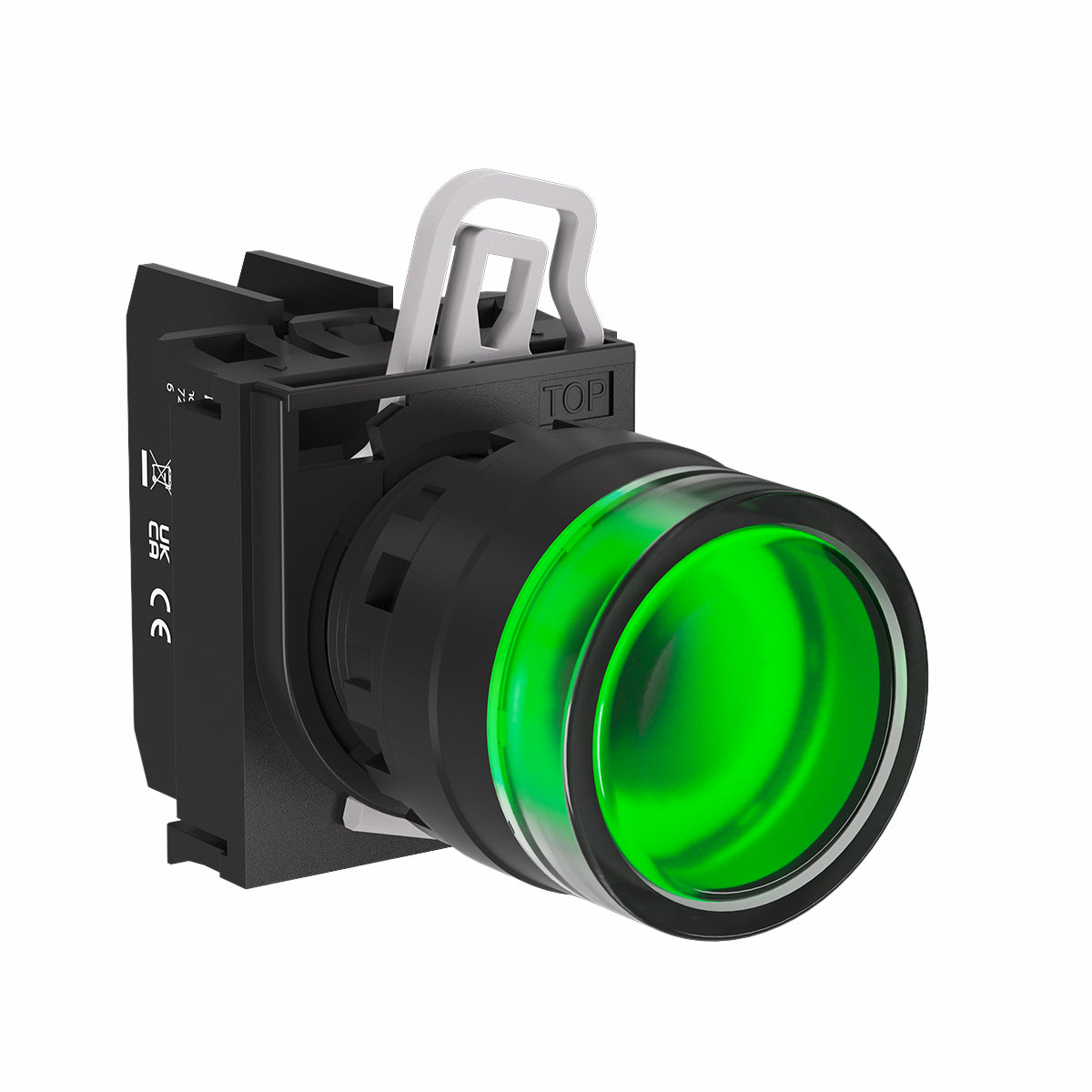 Green Illuminated Pushbutton 22mm 24V AC/DC IP65 (Contact Block Ordered Separately) — Telergon