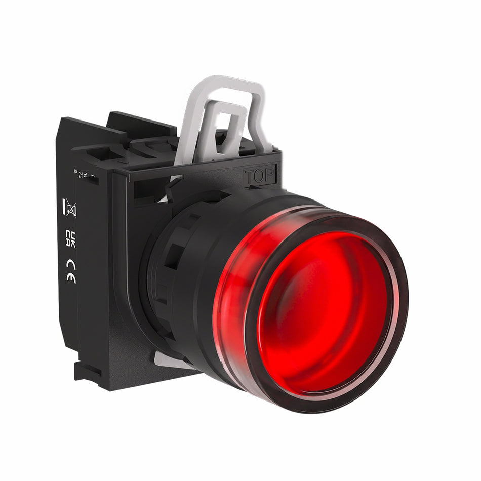 Red Illuminated Pushbutton 22mm 220V AC/DC IP65 (Contact Block Ordered Separately) — Telergon
