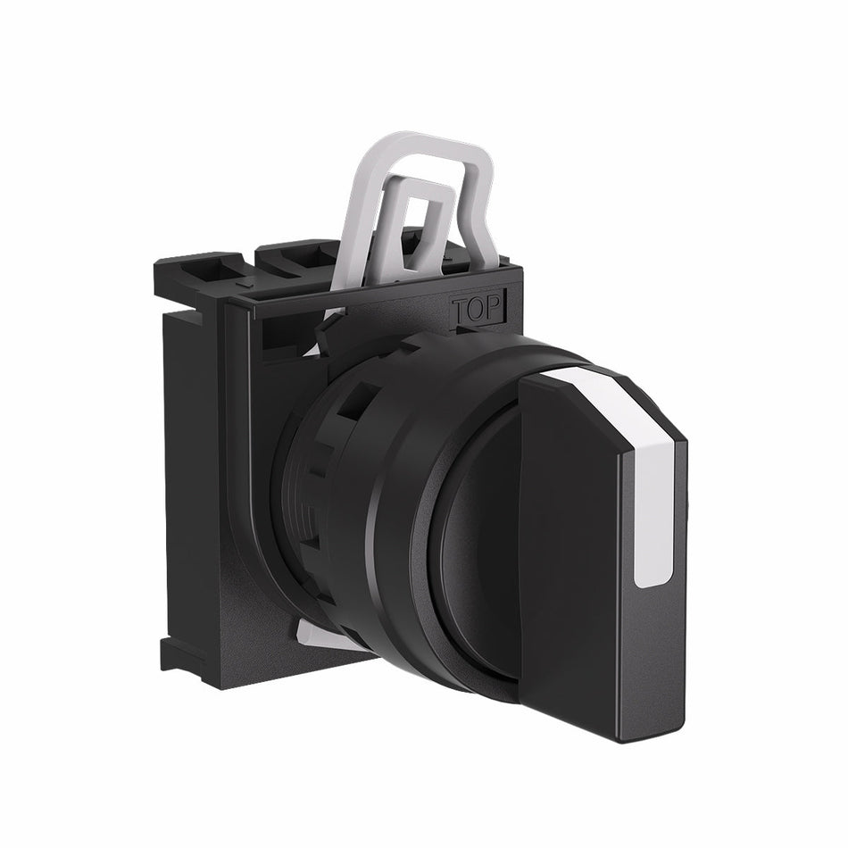 3-Position Selector Switch 22mm IP65, Left Spring-Return — Telergon