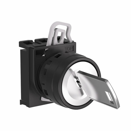 2-Position Key Selector Switch 22mm IP65, Spring-Return, Key Out Left (Contact Block Ordered Separately) — Telergon