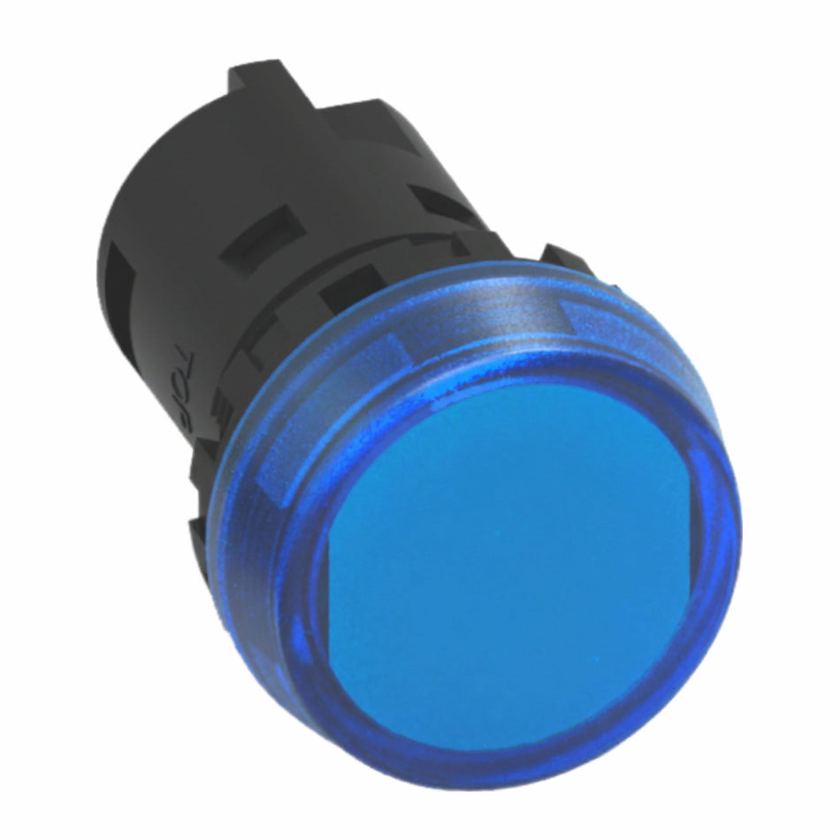 Blue LED Pilot Light 22mm 24V AC/DC IP65 — Telergon