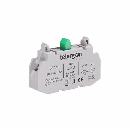 1 NO, SCREW TERMINALS CONTACT BLOCK — Telergon