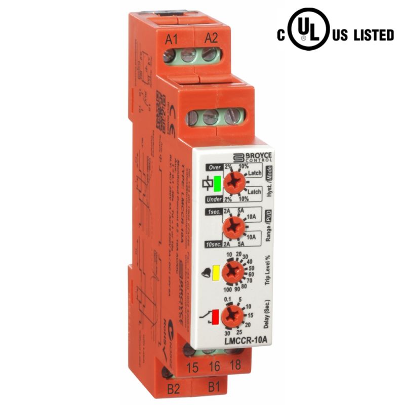Multifunction, Combined Current Relay | 0.2-10A Input, 8A SPDT Output — Broyce Control