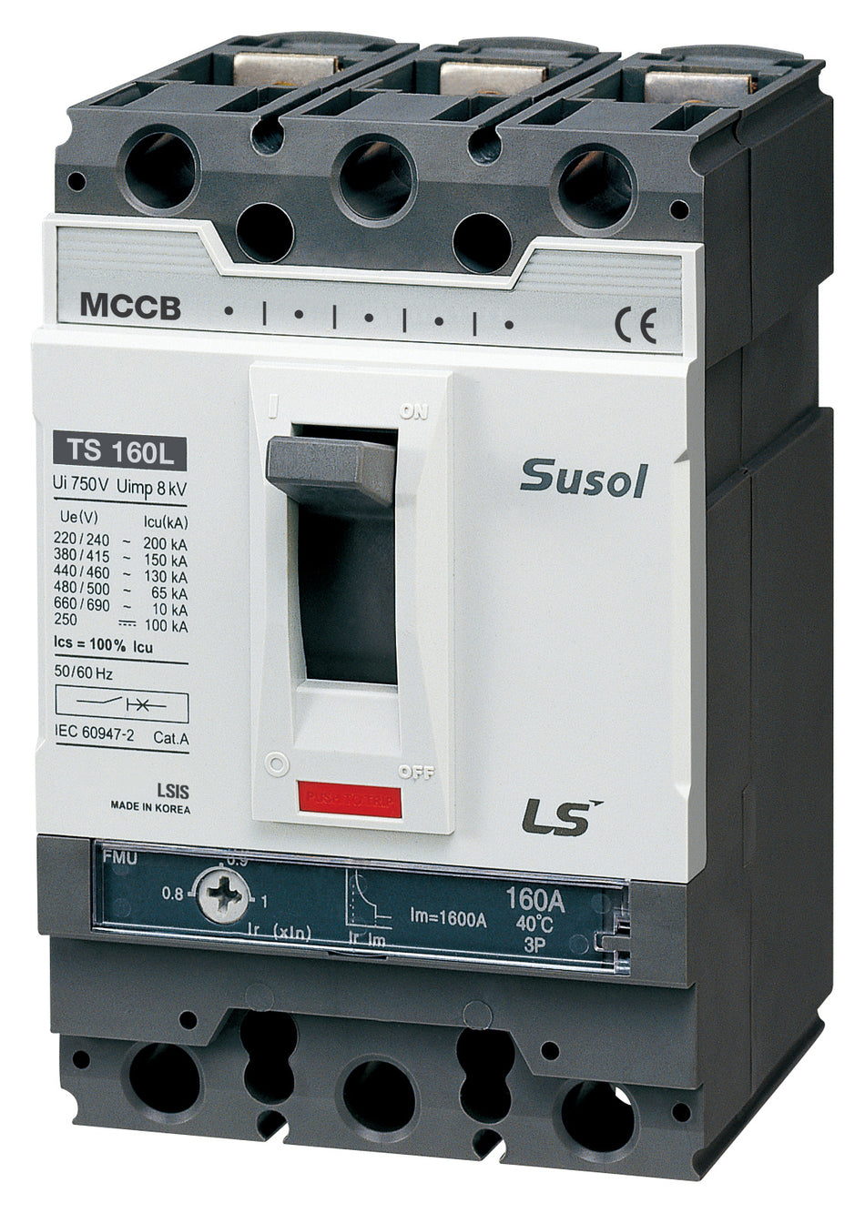 TS160H FMU 100A 3P | LS Susol 85kA MCCB Fixed Magnetic Trip 80-100A 3 Pole — LS Electric