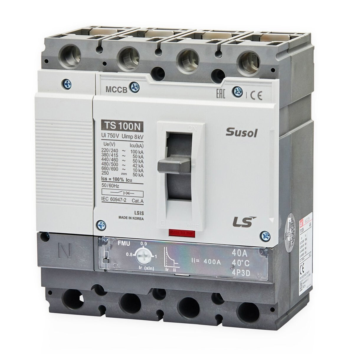 TS160H ATU 125A 3P | LS Susol 85kA MCCB Adjustable Magnetic Trip 100-125A 3 Pole — LS Electric