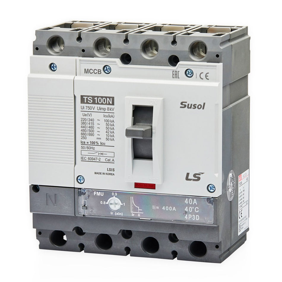 TS250N FMU 160A 4P3D L | LS Susol 50kA MCCB Fixed Magnetic Trip 128-160A 4 Pole — LS Electric