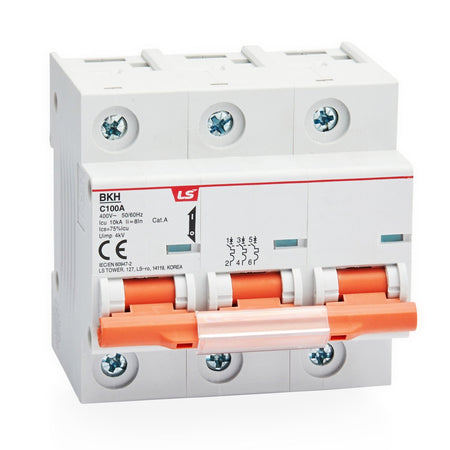BKH 3P D100A | LS Miniature Circuit Breaker 27mm Pitch 100A 3P 10kA D Curve — LS Electric