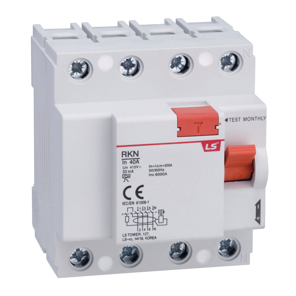 RKN 3P+N 63A 30mA A-TYPE | Residual Current Circuit Breaker — LS Electric