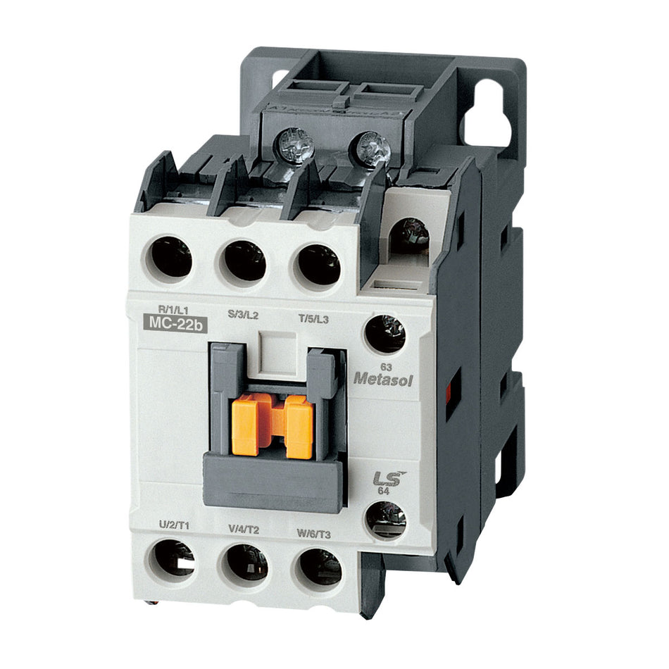 MC-22B AC110V | 11kW 22A 3P Magnetic Contactor 22A(AC3)/45A(AC1), Screw Connection, 1NO/1NC Auxiliary Contacts — LS Electric