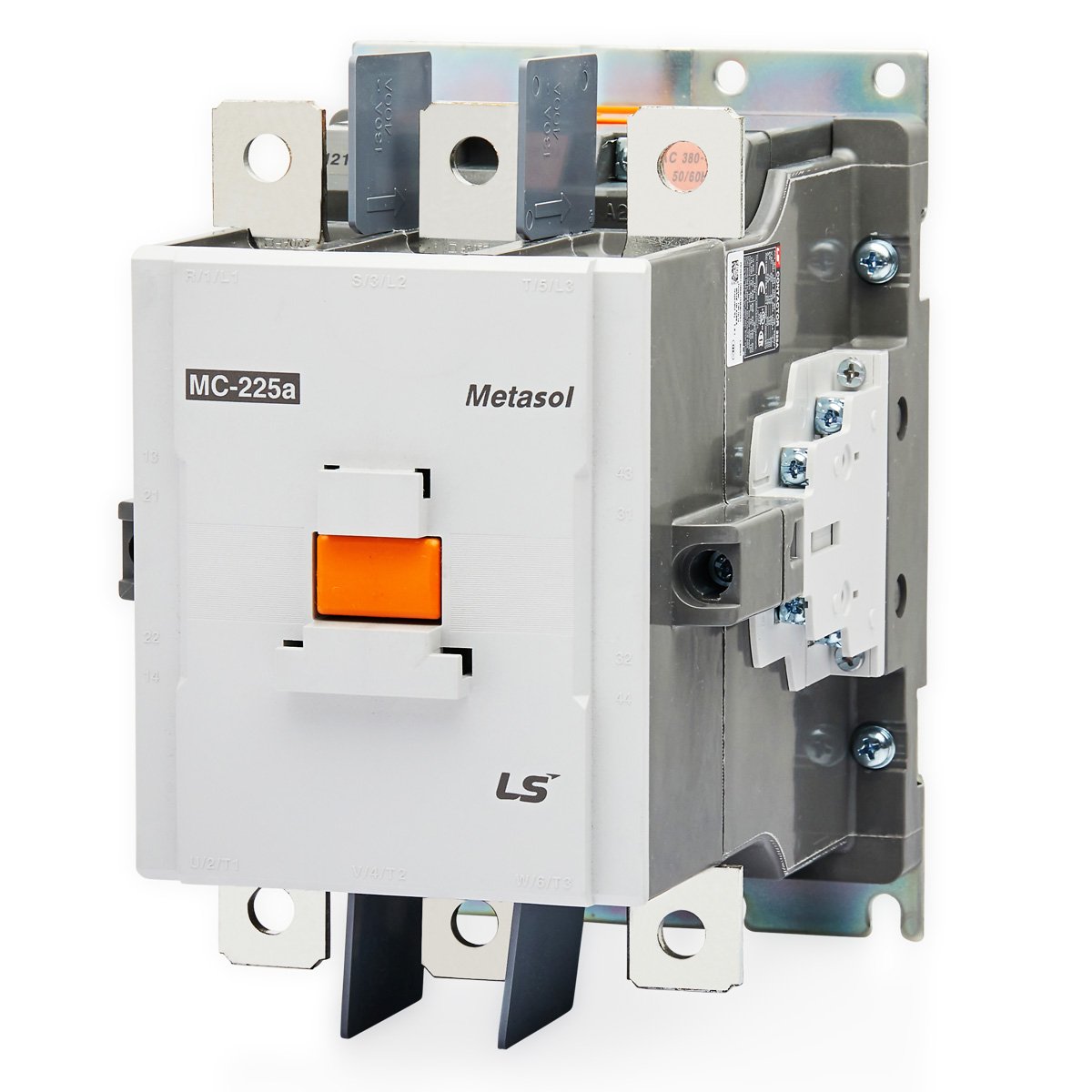 MC-225A AC/DC24V | 132kW 3P Magnetic Contactor 225A(AC3)/350A(AC1), Screw Connection, 2NO/2NC Auxiliary Contacts — LS