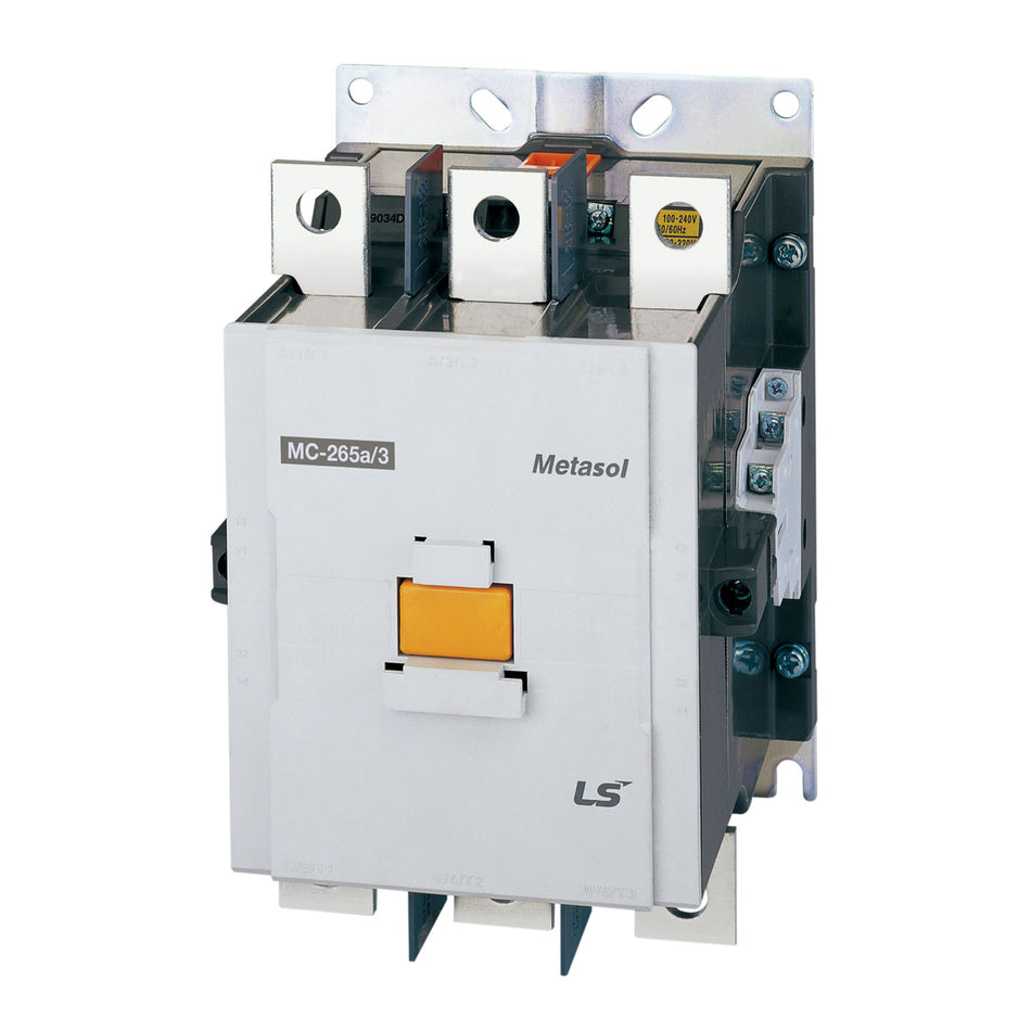 MC-265B DC24V | 147kW 22A 3P Magnetic Contactor 265A(AC3)/400A(AC1), Screw Connection, 2NO/2NC Auxiliary Contacts — LS