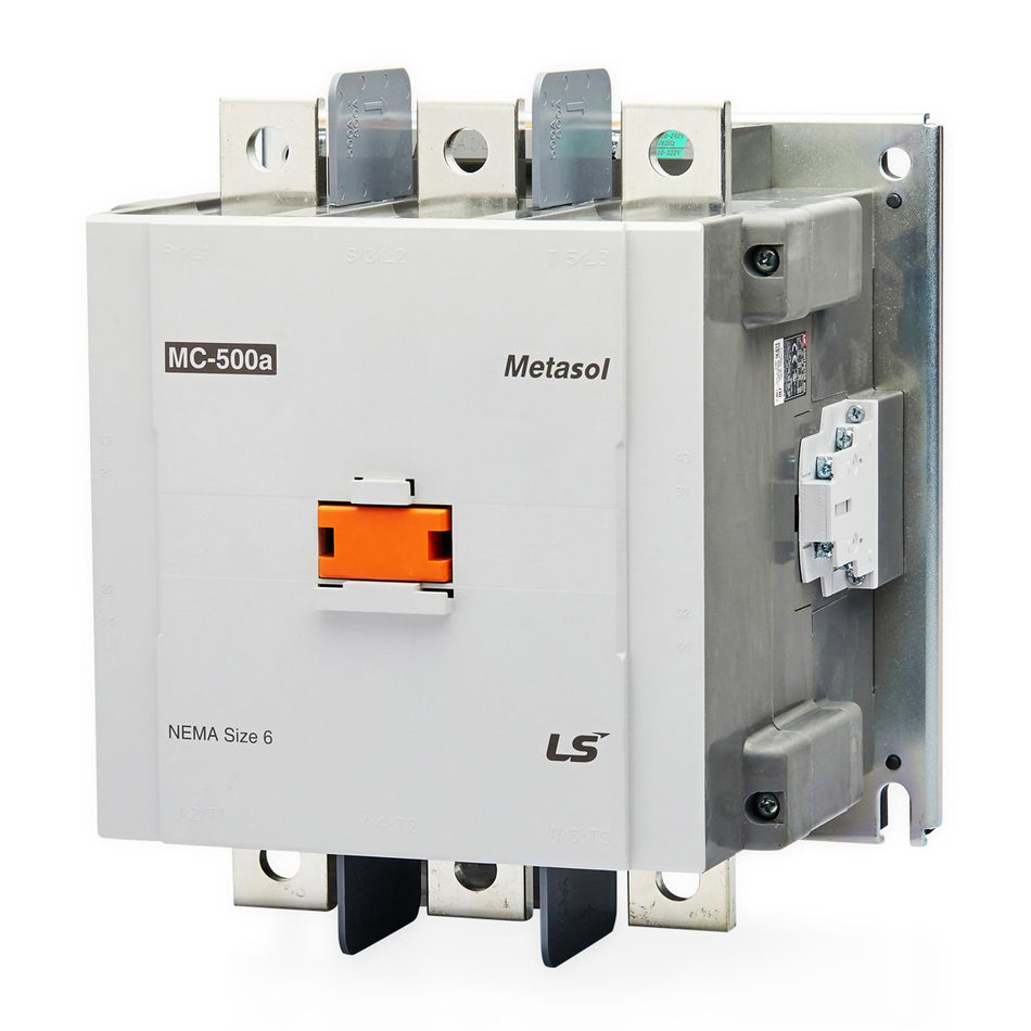 MC-630A AC200-240V / DC200-220V | 330kW 3P Magnetic Contactor 630A(AC3)/900A(AC1), Screw Connection, 2NO/2NC Auxiliary