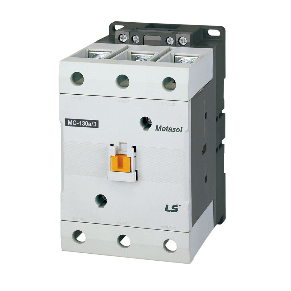 MC-130A DC24V | 60kW 3P Magnetic Contactor 130A(AC3)/200A(AC1), Lug Connection, 2NO/2NC Auxiliary Contacts — LS Electric