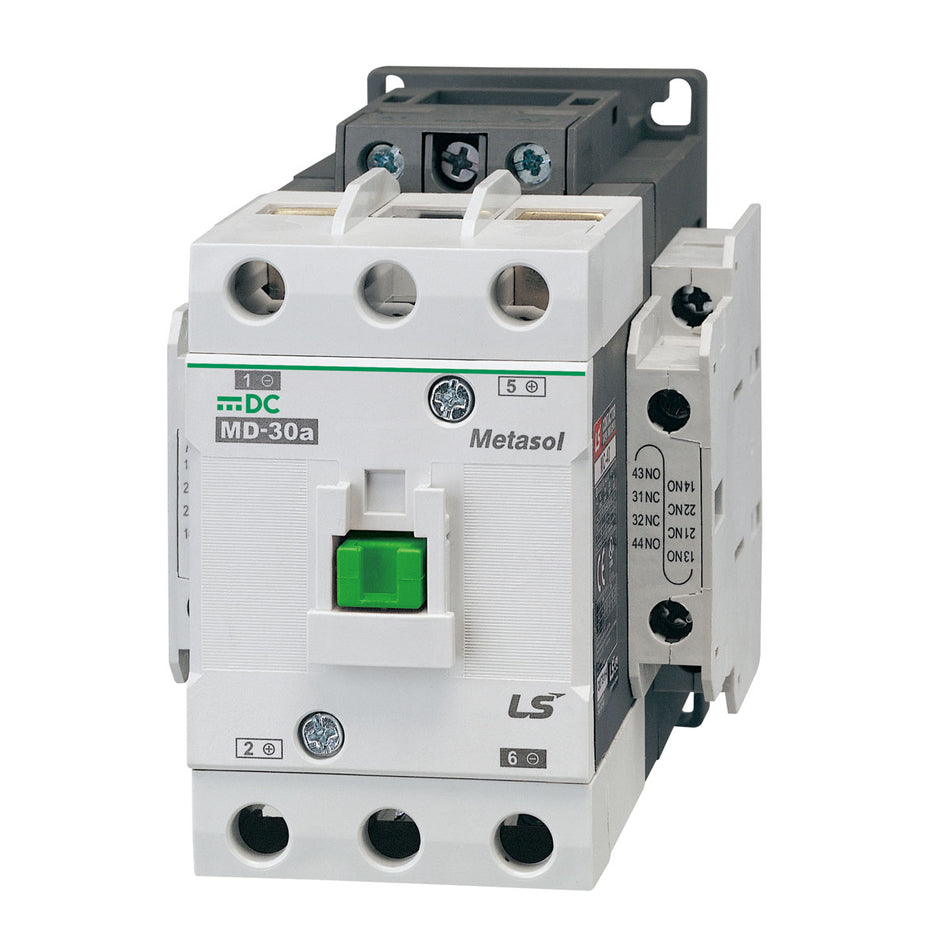 MD-30A AC240V|2P DC Contactor 30A (@250VDC) with 2NO/2NC Auxiliary contacts — LS Electric