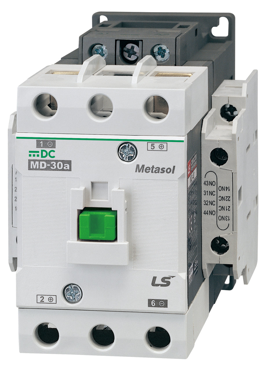 MD-30A DC24V | 2P DC Contactor, 30A (@250VDC) Screw Connection, 2NO/2NC Auxiliary Contacts — LS Electric
