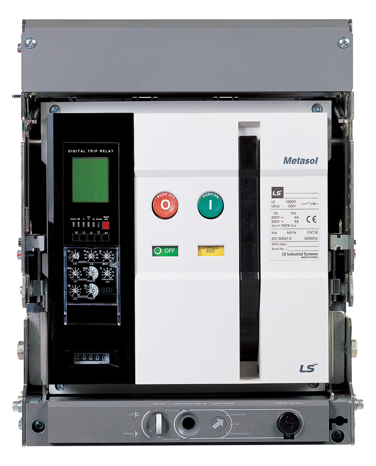 AN-16D3-16A Air Circuit Breaker 1600A 3P Drawout + Horizontal Cradle — LS Electric