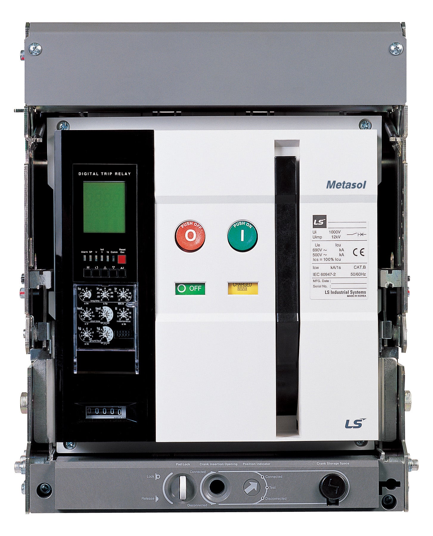 AN-16D3-16A Air Circuit Breaker 1600A 3P Drawout + Horizontal Cradle — LS Electric