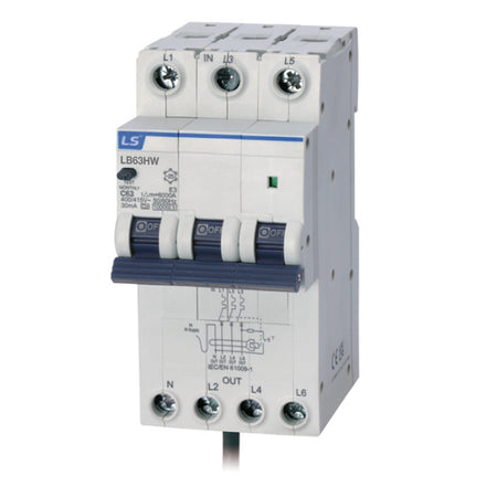 LB63HW 3P+N C20 30mA A-TYPE | RCBO 20A 3P+N 10kA C Curve — LS Electric