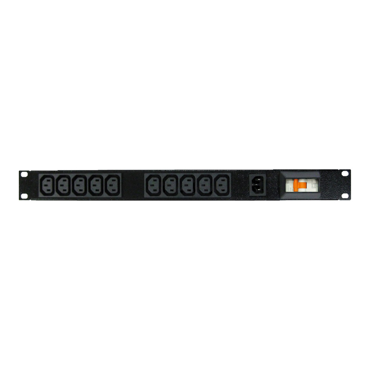 Power strip: 10x 10A C13 IEC outlets, 19" 1U Horizontal, Black Panel — RackPower