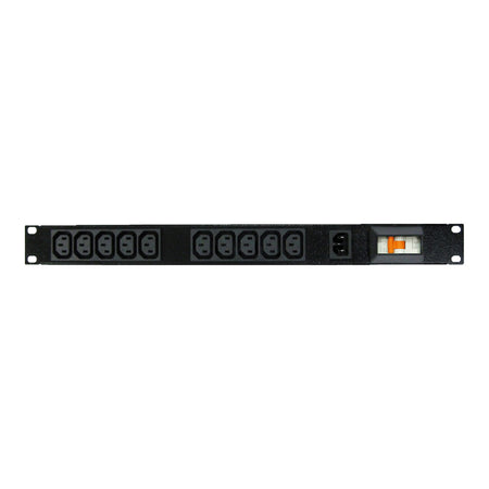 Power strip: 10x 10A C13 IEC outlets, 19" 1U Horizontal, Black Panel — RackPower