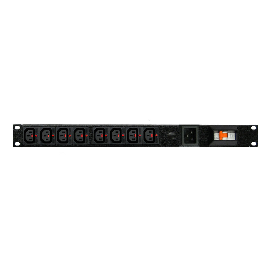 Power Strip: (8)C13 10A IEC Lock  outlets, 19" 1U Horizontal — Tro Pacific