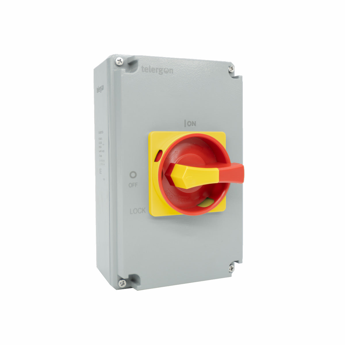 80A Aluminium Enclosed Isolator Switch (Red/Yellow Handle) — Telergon