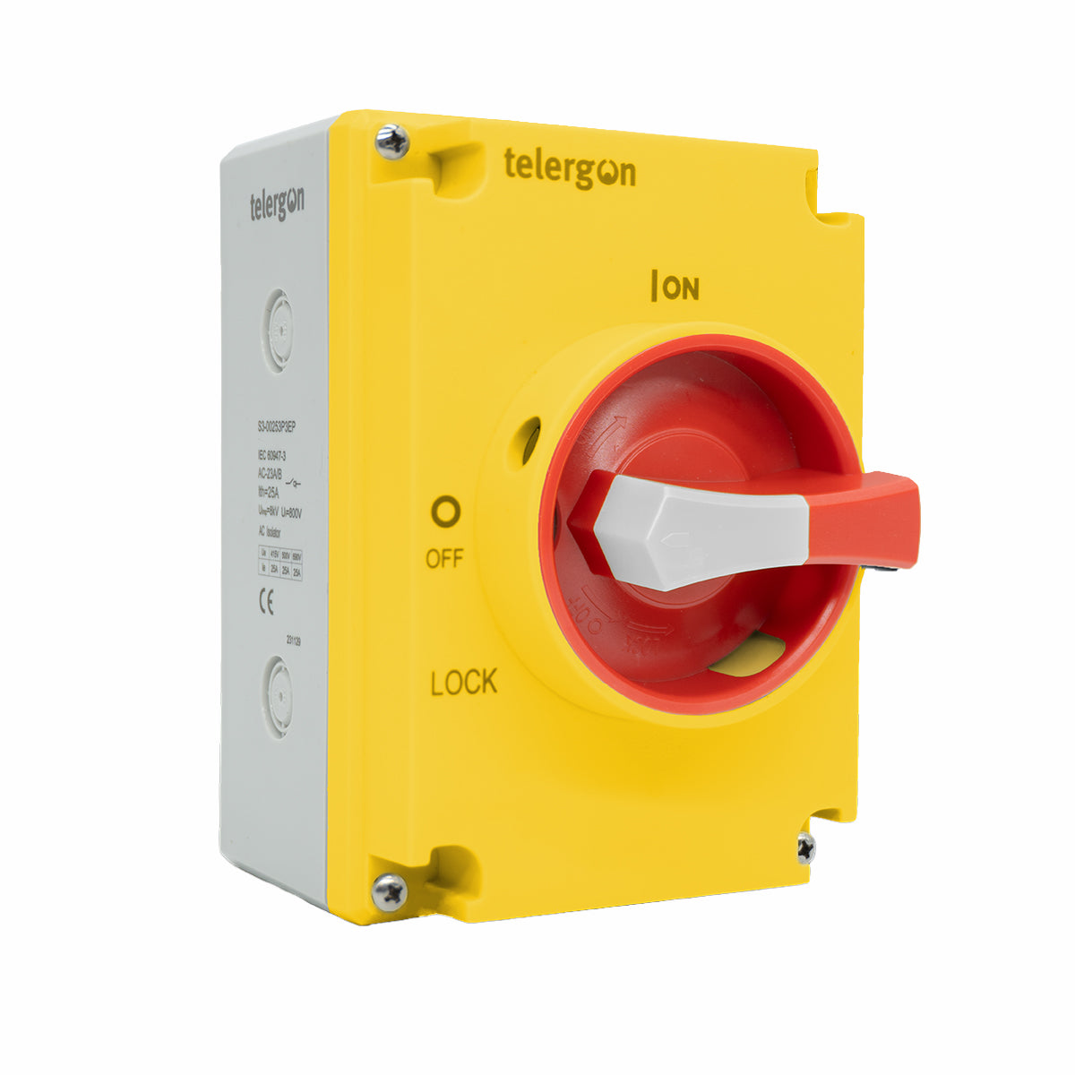 125A 4-Pole IP65 Weatherproof Rotary Isolator — Telergon