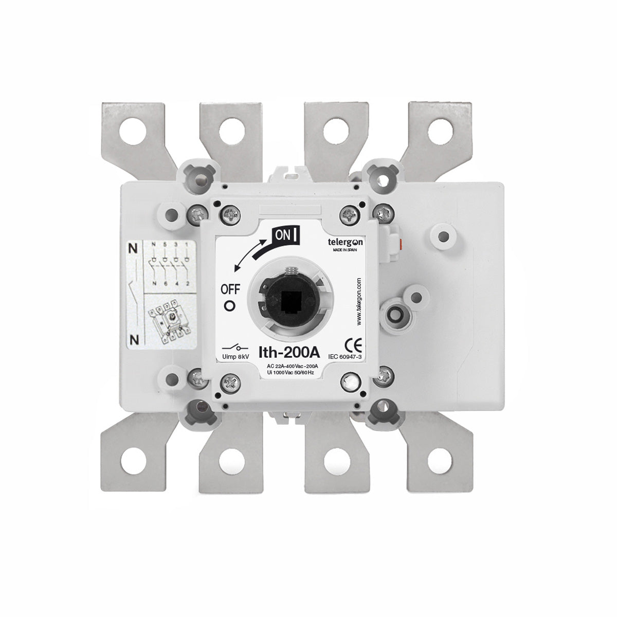 Switch Disconnector S5 200A 3P+N Lug (HANDLE ORDERED SEPARATELY) — Telergon