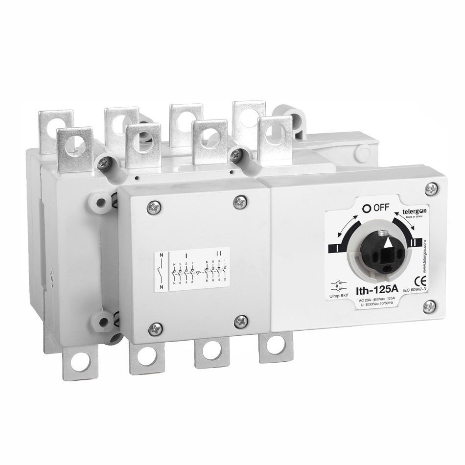 Changeover Switch S5F 125A 3P+N Prefitted With Bridges (HANDLE ORDERED SEPARATELY) — Telergon