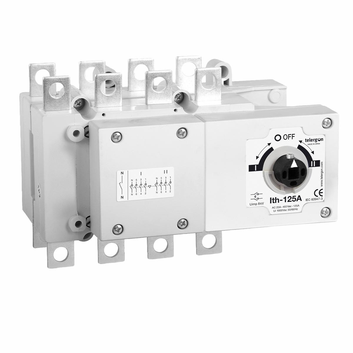 Changeover Switch S5F 125A 3P+N Prefitted With Bridges (HANDLE ORDERED SEPARATELY) — Telergon