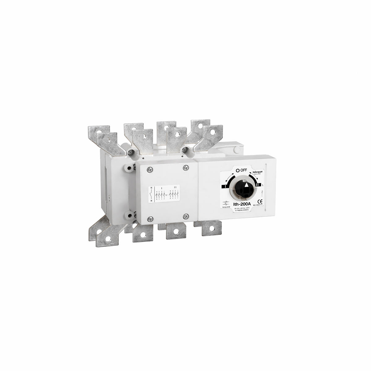 Changeover Switch S5F 200A 3P+N Prefitted With Bridges (HANDLE ORDERED SEPARATELY) — Telergon