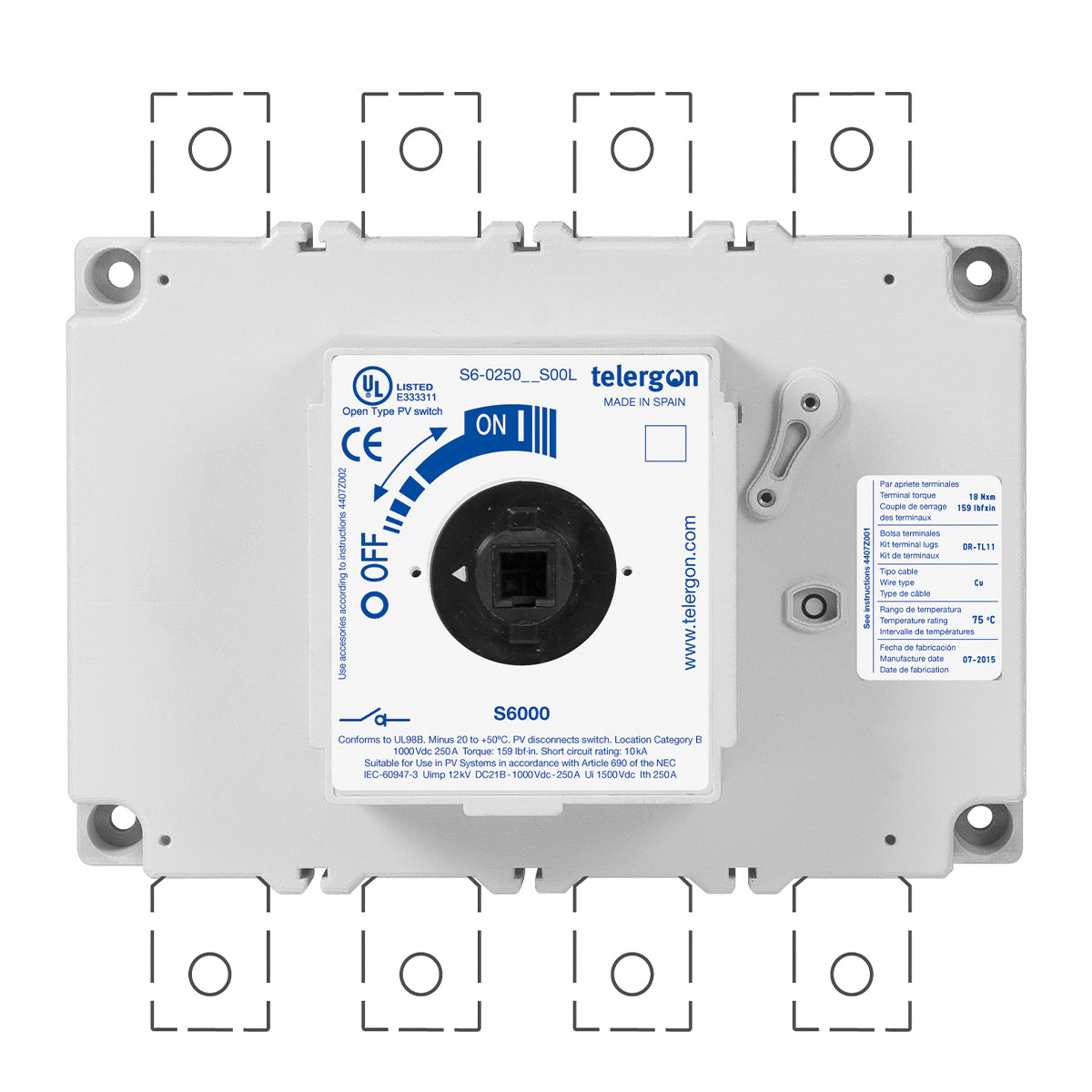 Switch Disconnector S6 250A 4P (HANDLE ORDERED SEPERATELY) — Telergon