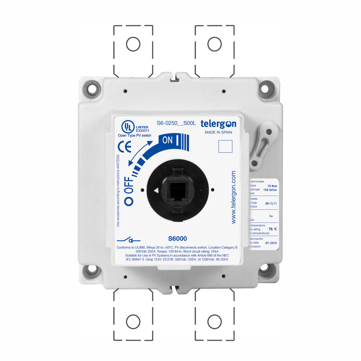 Switch Disconnector S6 400A 2P (HANDLE ORDERED SEPERATELY) — Telergon