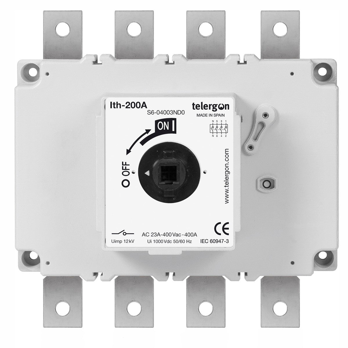 Switch Disconnector S6 400A 3P+N (HANDLE ORDERED SEPARATELY) — Telergon