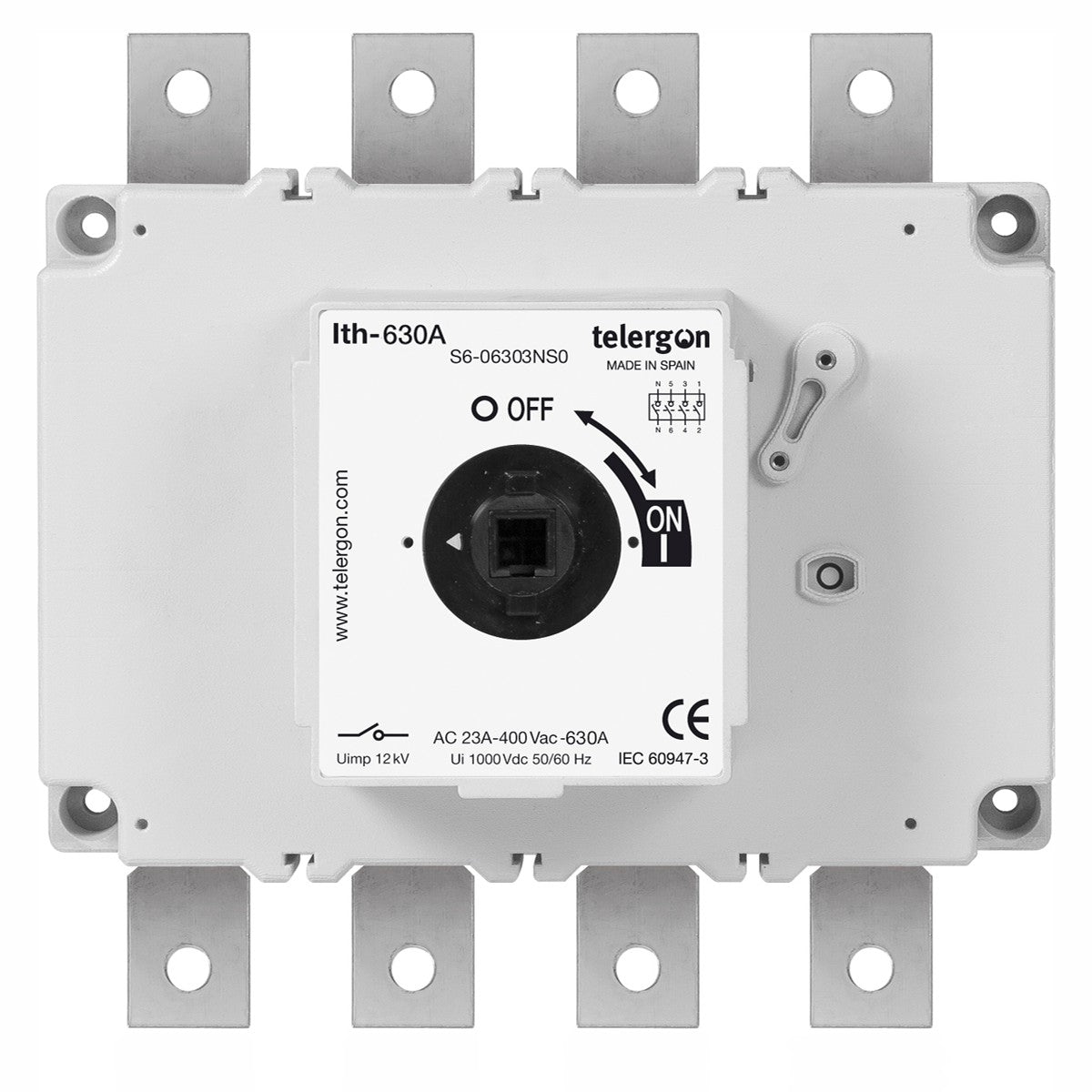 Switch Disconnector S6 630A 3P+N (HANDLE ORDERED SEPARATELY) — Telergon