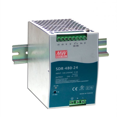 24V 480W 20A Din Mount SDRP Series — Mean Well
