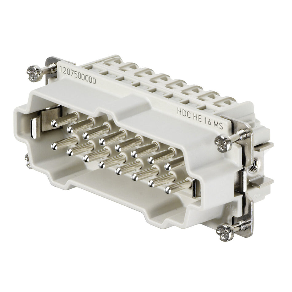 Heavy Duty Connector Insert, Male, 16 Pole + PE, Screw, 16A 500V, Size 6 – Weidmüller HDC HE 16 MS