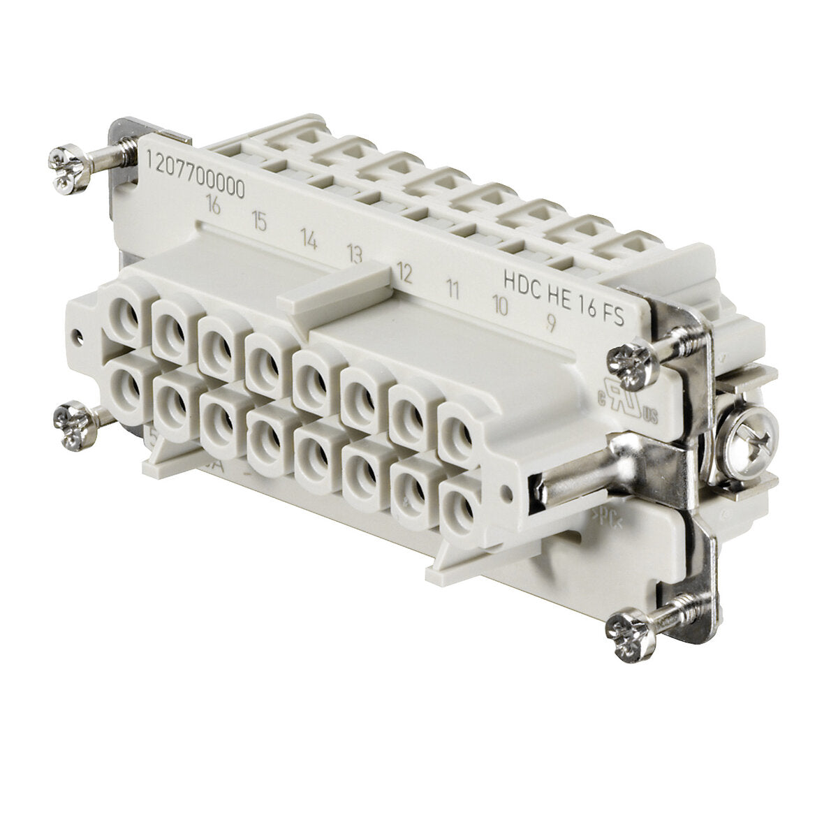 Heavy Duty Connector Insert, Female, 16 Pole + PE, Screw, 16A 500V, Size 6 – Weidmüller HDC HE 16 FS