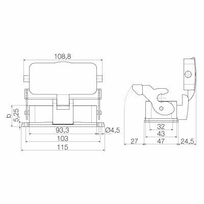 Heavy Duty Connector Bulkhead Housing with Cover, Size 6, IP65 – Weidmüller HDC 16B ADLU (view 2)