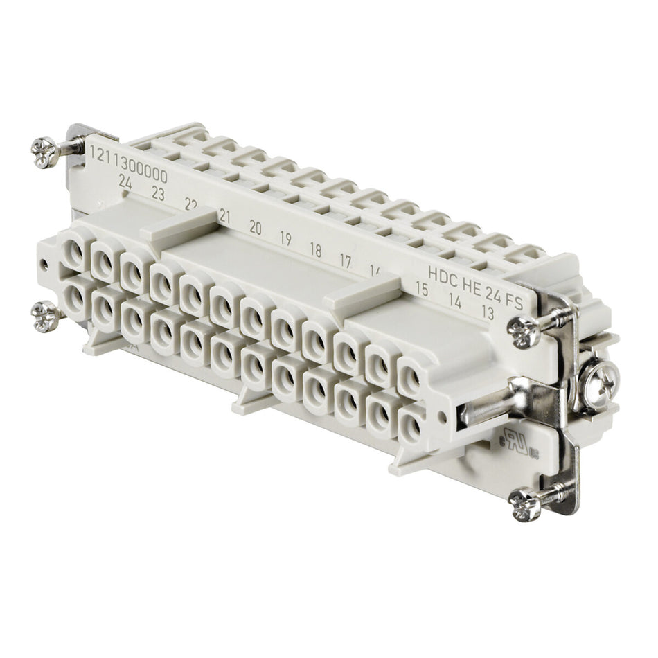 Heavy Duty Connector Insert, Female, 24 Pole + PE, Screw, 16A 500V, Size 8 – Weidmüller HDC HE 24 FS