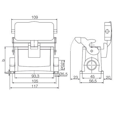 Heavy Duty Connector Surface Mount Housing with Cover, Size 6, M25 Entry, IP65 – Weidmüller HDC 16B SDLU 1M25G (view 2)