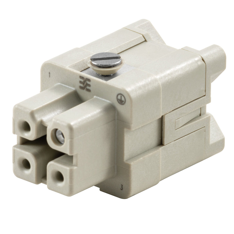 Heavy Duty Connector Insert, Female, 3 Pole + PE, Screw, 16A 400V, Size 1 – Weidmüller HDC HA 3 FS