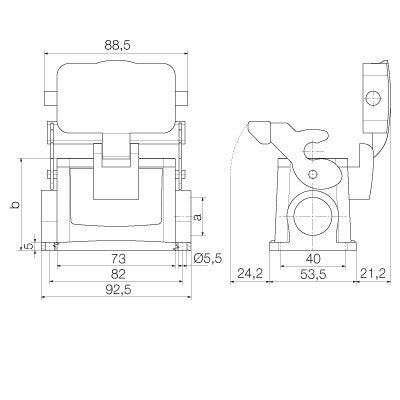 Heavy Duty Connector Surface Mount Housing with Cover, Size 4, M25 Entry, IP65 – Weidmüller HDC 24D SDLU 1M25G (view 2)