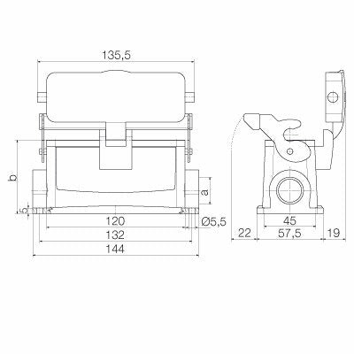Heavy Duty Connector Surface Mount Housing with Cover, Size 8, M32 Entry, IP65 – Weidmüller HDC 64D SDLU 1M32G (view 2)