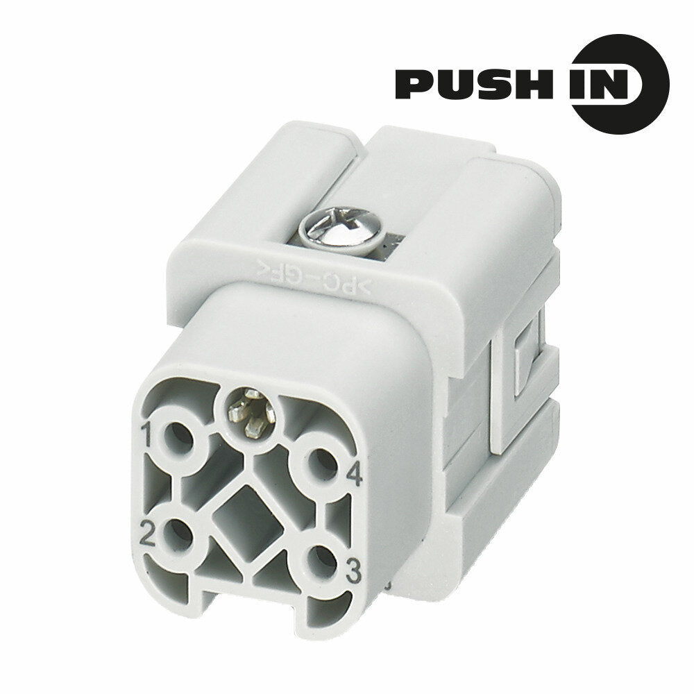 Heavy Duty Connector Insert, Female, 4 Pole + PE, Push-In, 10A 400V, Size 1 – Weidmüller HDC HA 4 FP