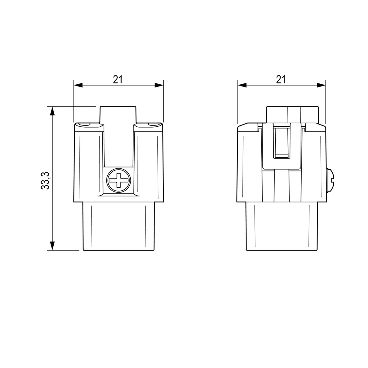 Heavy Duty Connector Insert, Female, 4 Pole + PE, Push-In, 10A 400V, Size 1 – Weidmüller HDC HA 4 FP (view 3)